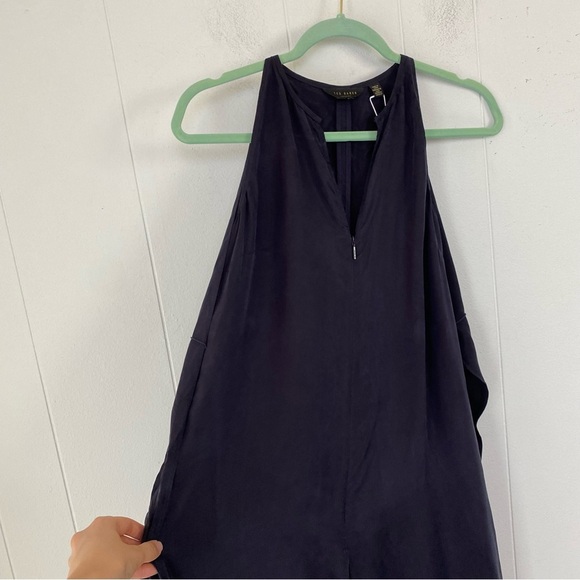 NWT Ted Baker Delvina Halterneck Wide Leg Wrap Tie Jumpsuit Dark Navy Sz 0 US 2 - Picture 14 of 16
